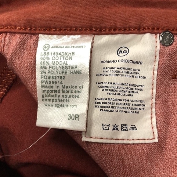 AG Adriano Goldschmied Prima Jeans Mid Rise Cigarette Leg Dark Hibiscus NWT 30 - Picture 9 of 9